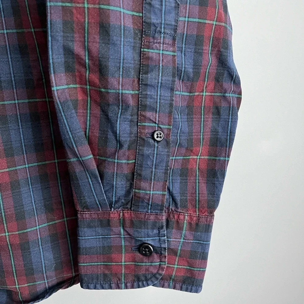 J crew long sleeve plaid button down shirt size L slim